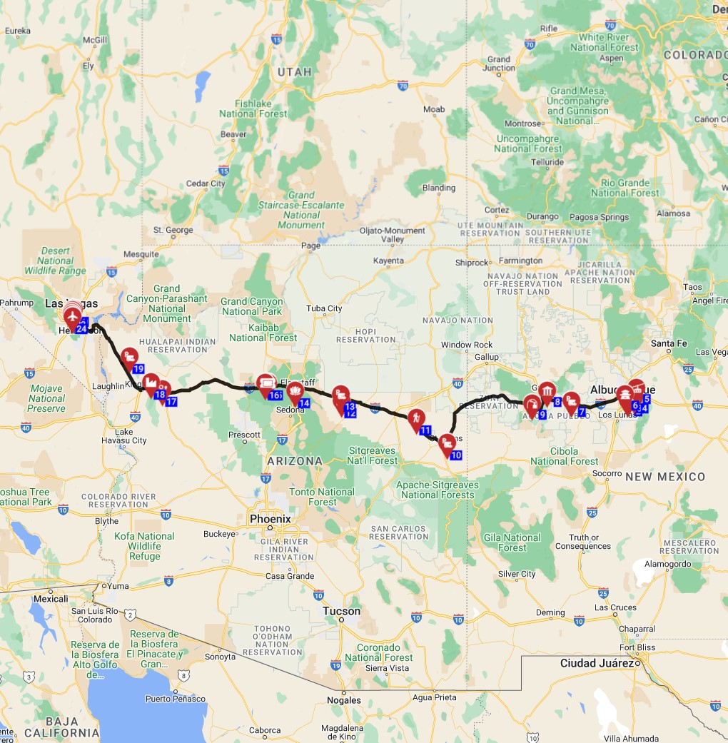 How to plan your USA RV trip from Albuquerque to Las Vegas motorhome route